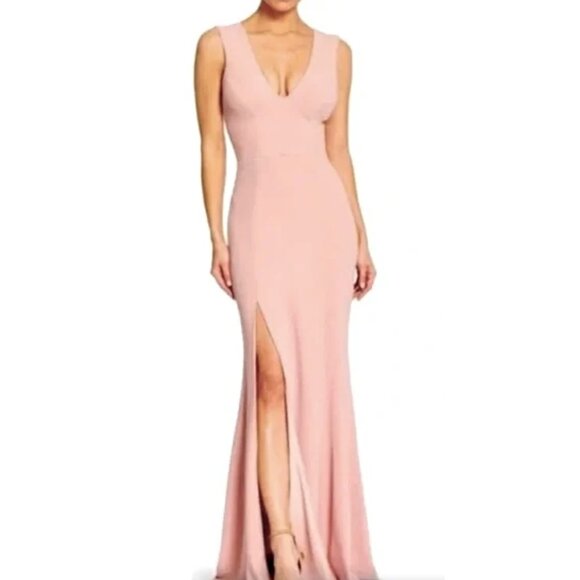 Dress The Population | Sandra V-Neck Sequin Gown Dress in Rose - Picture 1 of 10